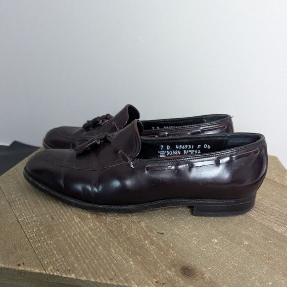 Florsheim vintage leather loafers deep burgundy tassels men 7 women 8.5 - Picture 4 of 10